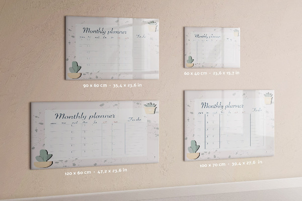 Dry erase board magnetic Monthly planner with space for photos