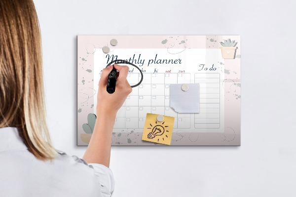 Dry erase board magnetic Monthly planner with space for photos