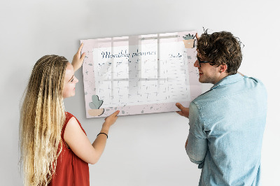 Dry erase board magnetic Monthly planner with space for photos