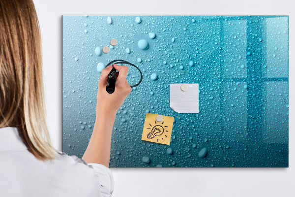 Magnetic dry erase board Blue board with magnets and photos