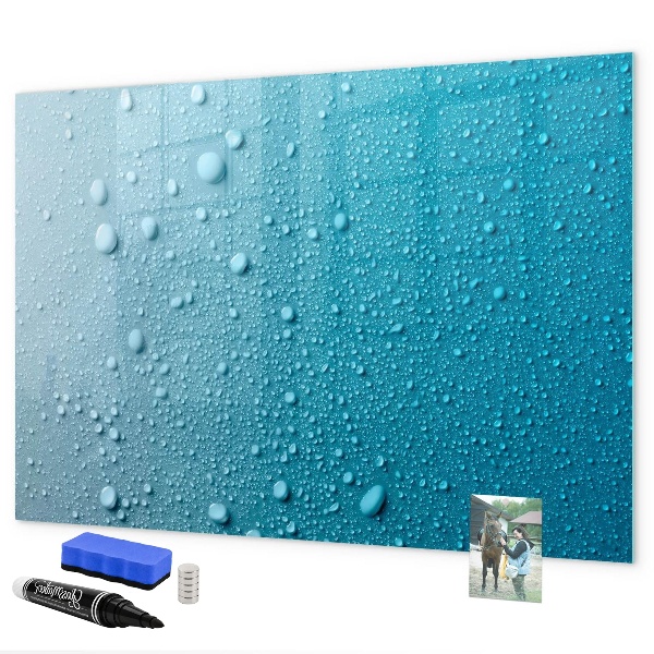 Magnetic dry erase board Blue board with magnets and photos