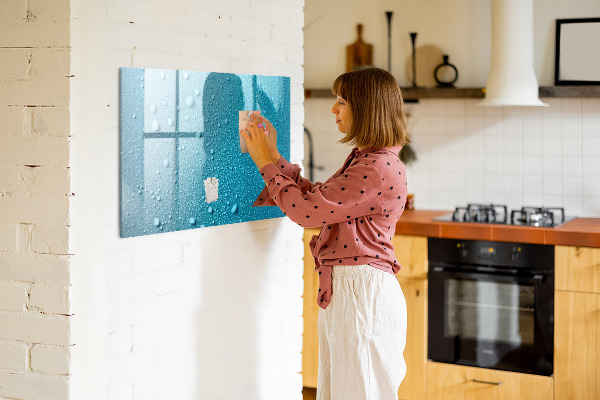 Magnetic dry erase board Blue board with magnets and photos