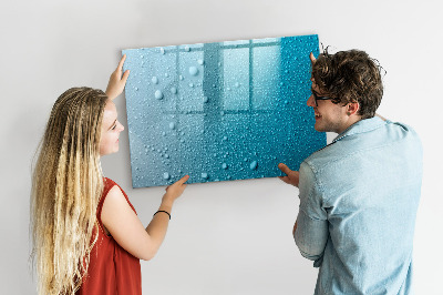 Magnetic dry erase board Blue board with magnets and photos