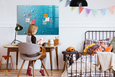 Magnetic dry erase board Blue board with magnets and photos