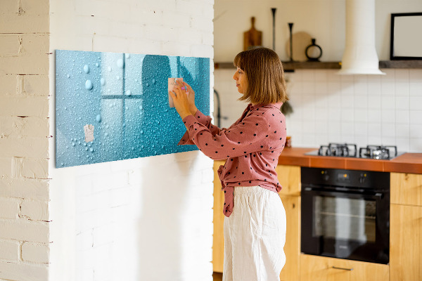 Magnetic dry erase board Blue board with magnets and photos