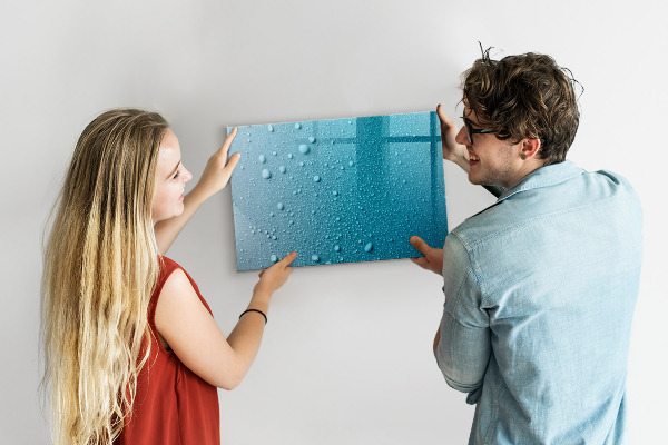 Magnetic dry erase board Blue board with magnets and photos