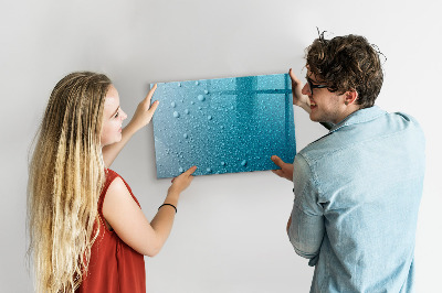 Magnetic dry erase board Blue board with magnets and photos