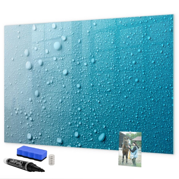 Magnetic dry erase board Blue board with magnets and photos