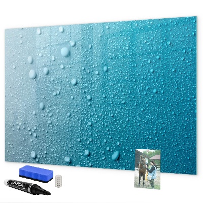 Magnetic dry erase board Blue board with magnets and photos