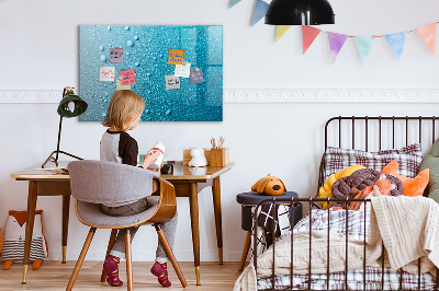 Magnetic dry erase board Blue board with magnets and photos