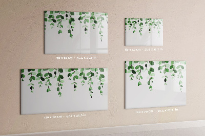 Dry erase board magnetic Green leaves and photos on the wall