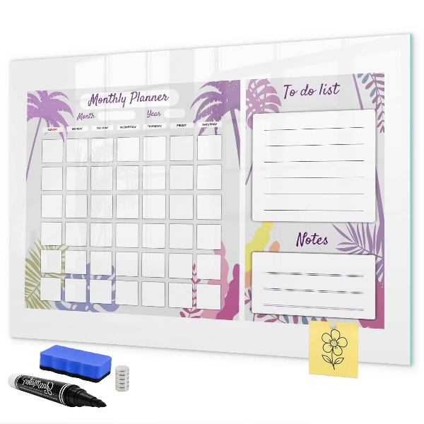 Magnetic dry erase board Monthly planner with space for photos