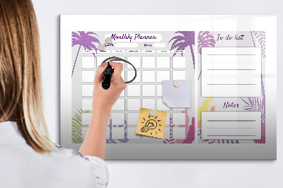 Magnetic dry erase board Monthly planner with space for photos