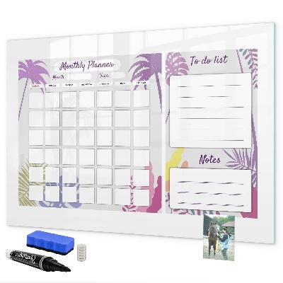 Magnetic dry erase board Monthly planner with space for photos