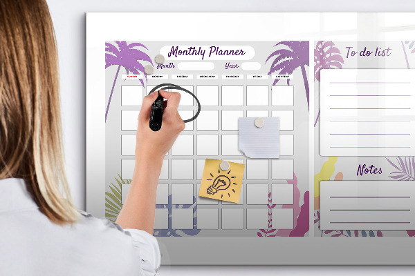 Magnetic dry erase board Monthly planner with space for photos
