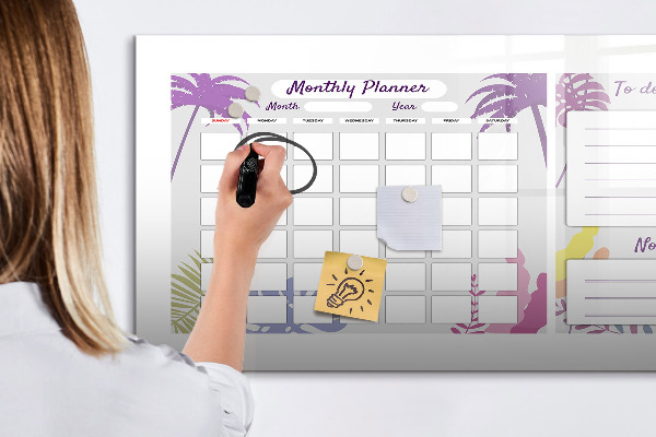 Magnetic dry erase board Monthly planner with space for photos