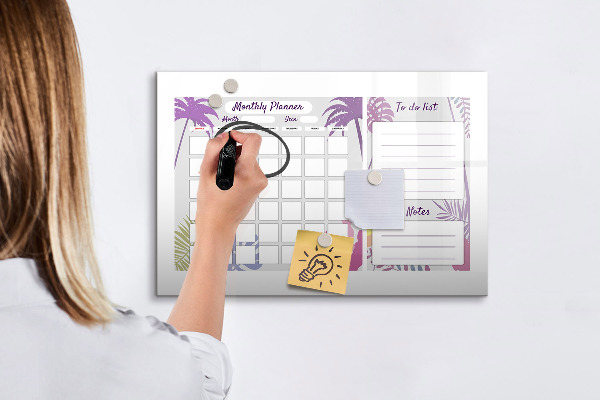 Magnetic dry erase board Monthly planner with space for photos