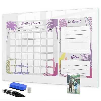 Magnetic dry erase board Monthly planner with space for photos