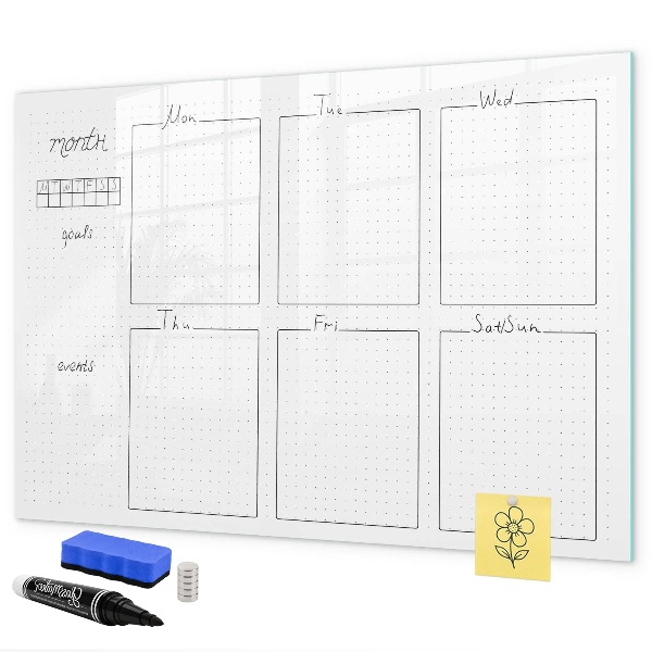 Dry erase board magnetic Monthly planner with space for photos