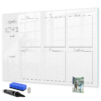 Dry erase board magnetic Monthly planner with space for photos