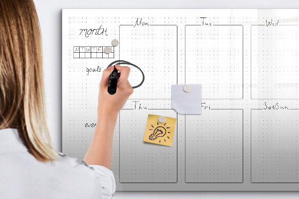 Dry erase board magnetic Monthly planner with space for photos