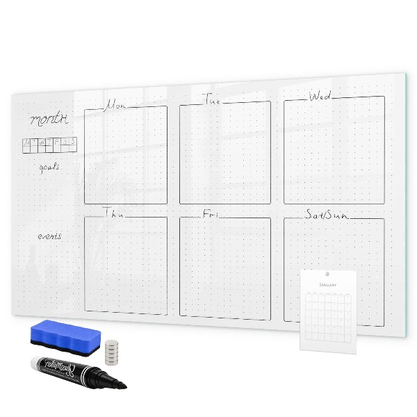 Dry erase board magnetic Monthly planner with space for photos