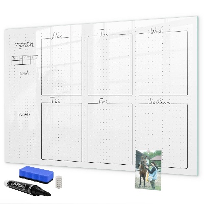 Dry erase board magnetic Monthly planner with space for photos