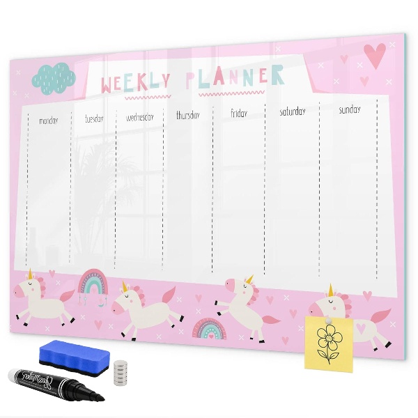 Magnetic dry erase board Unicorn Weekly Planner