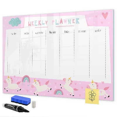 Magnetic dry erase board Unicorn Weekly Planner