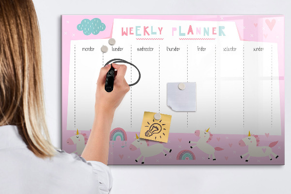 Magnetic dry erase board Unicorn Weekly Planner