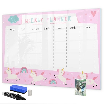 Magnetic dry erase board Unicorn Weekly Planner