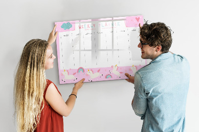 Magnetic dry erase board Unicorn Weekly Planner