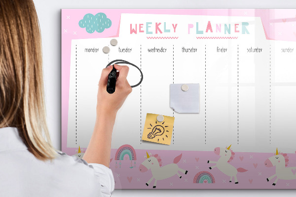 Magnetic dry erase board Unicorn Weekly Planner