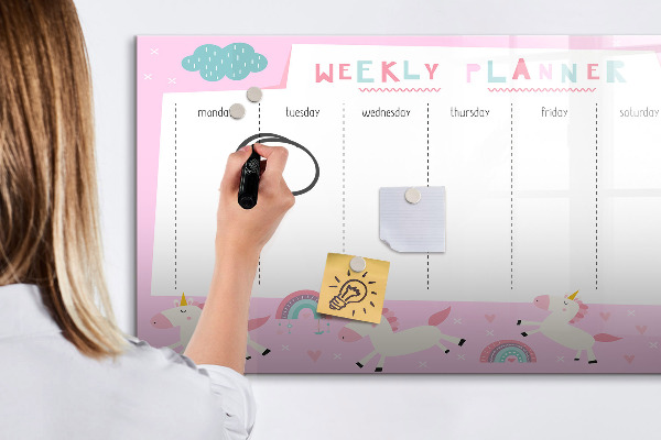 Magnetic dry erase board Unicorn Weekly Planner