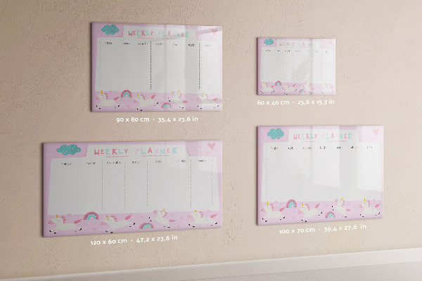 Magnetic dry erase board Unicorn Weekly Planner