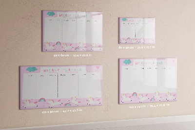 Magnetic dry erase board Unicorn Weekly Planner