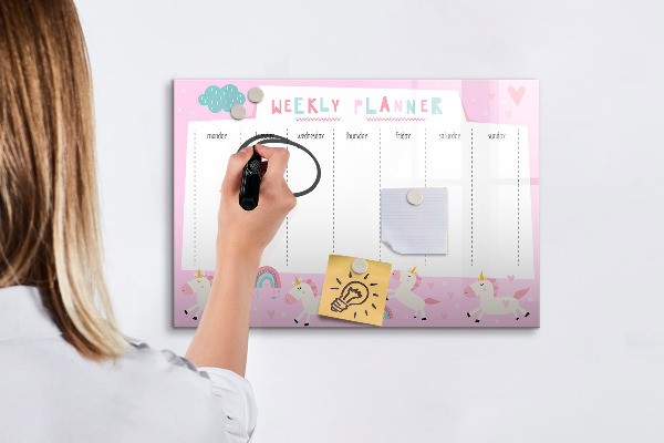 Magnetic dry erase board Unicorn Weekly Planner