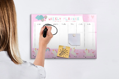 Magnetic dry erase board Unicorn Weekly Planner
