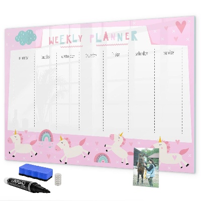 Magnetic dry erase board Unicorn Weekly Planner