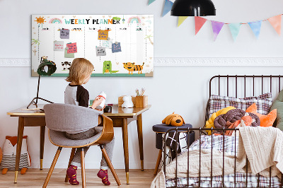 Dry erase board magnetic Animal-themed weekly planner