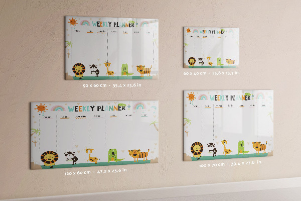 Dry erase board magnetic Animal-themed weekly planner
