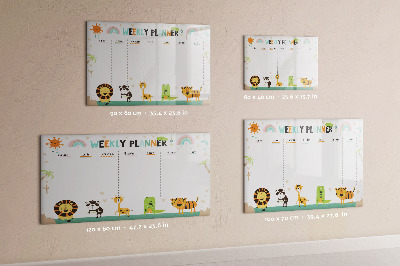 Dry erase board magnetic Animal-themed weekly planner