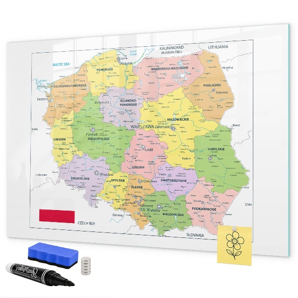 Magnetic dry erase board Interactive map with places of remembrance