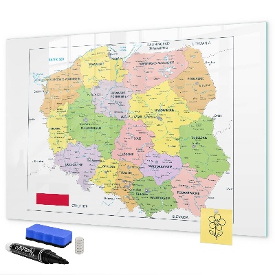 Magnetic dry erase board Interactive map with places of remembrance