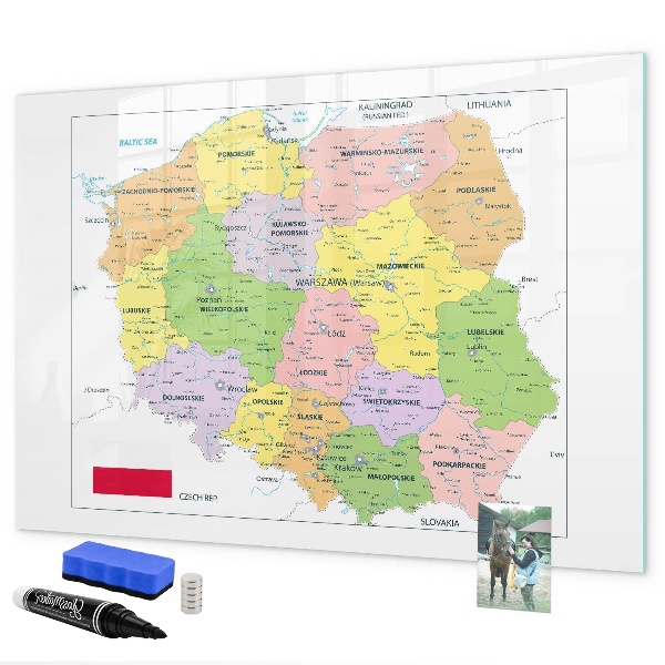 Magnetic dry erase board Interactive map with places of remembrance
