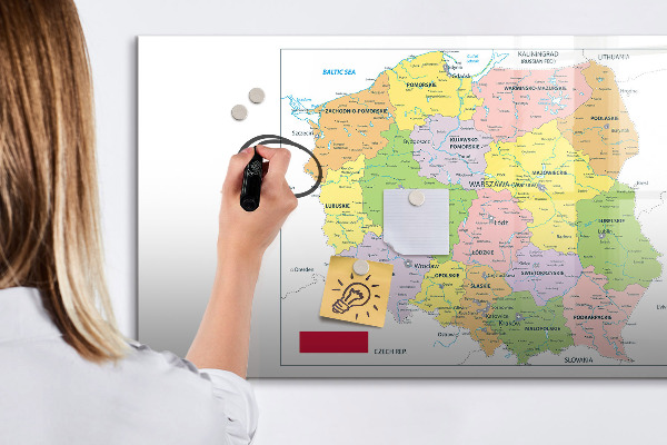 Magnetic dry erase board Interactive map with places of remembrance
