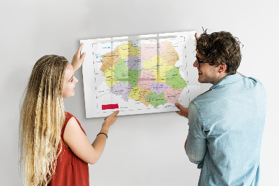 Magnetic dry erase board Interactive map with places of remembrance