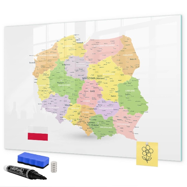 Dry erase board magnetic Interactive map of Poland for personalization