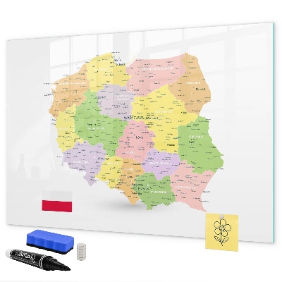 Dry erase board magnetic Interactive map of Poland for personalization