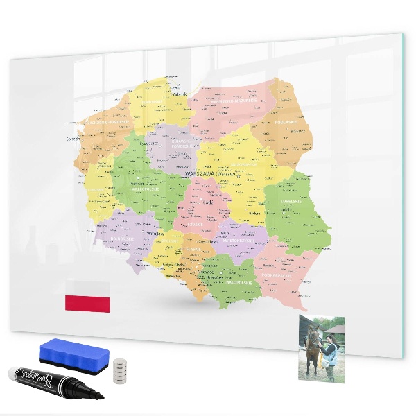 Dry erase board magnetic Interactive map of Poland for personalization